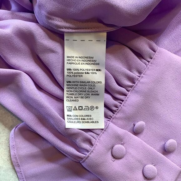 Chico’s 2 Petite Pleated Peasant Top Icy Purple NWT‎ - Picture 5 of 9